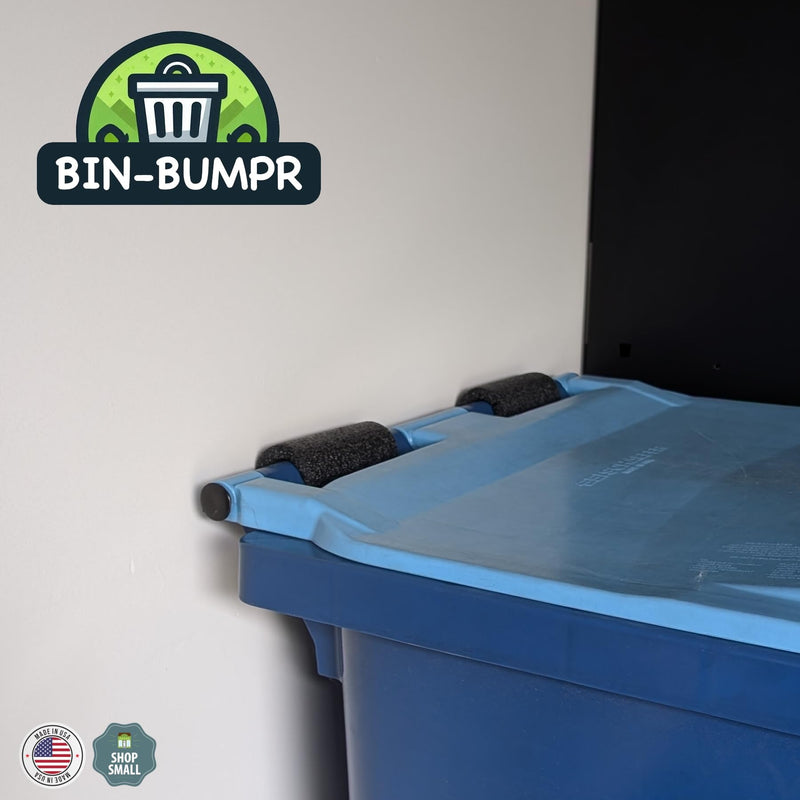 Trash Bin Handle Padding | Garage Siding Wall Protector Bin Bumper Guard | Fits US Garbage Recycling Compost Bins Cans | 4 Pieces, Black