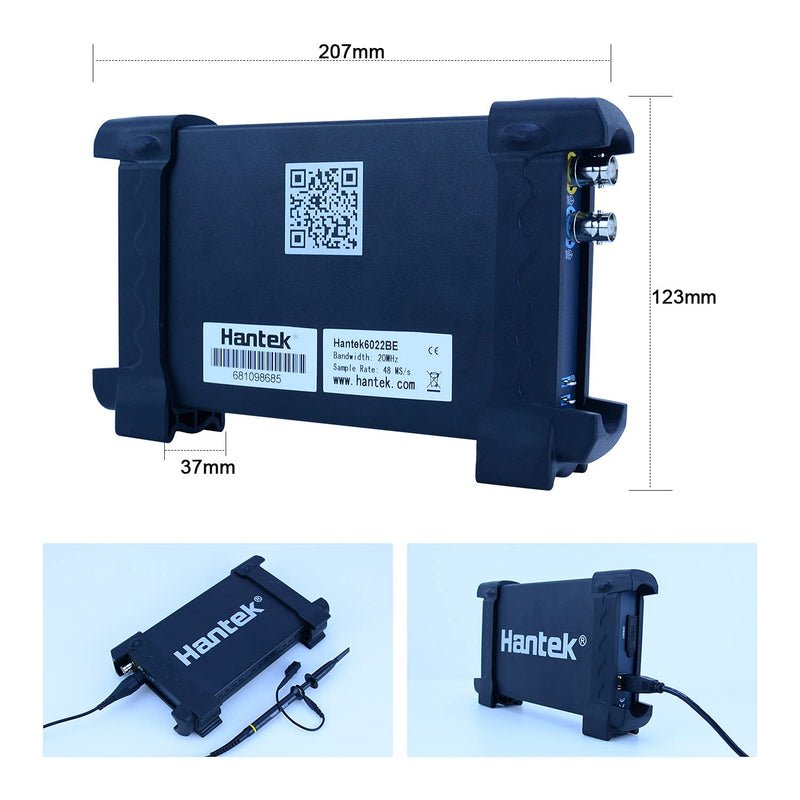 Hantek Laptop PC USB Digital Storage Virtual Oscilloscope 2 Channels 20Mhz Handheld Portable Osciloscopio (6022BE) 6022BE