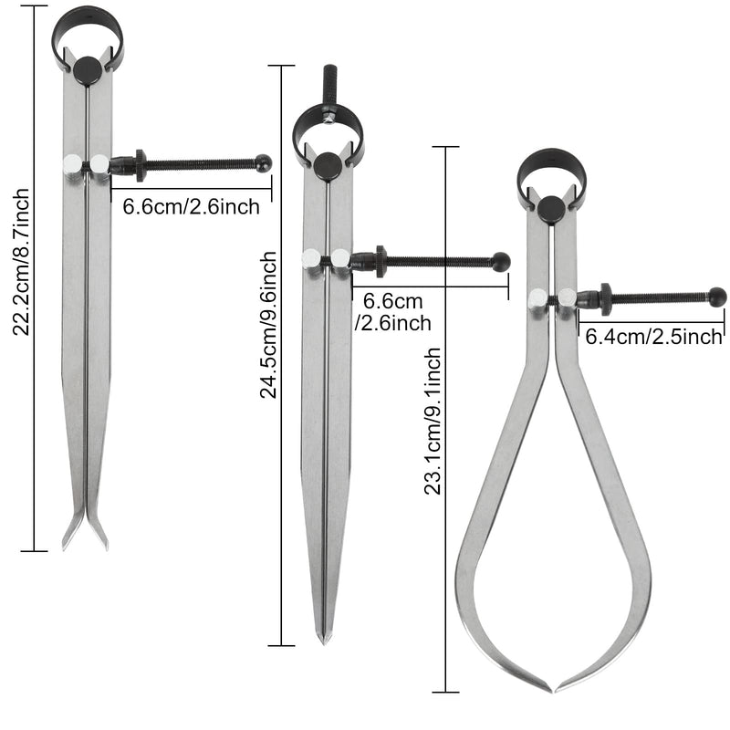  [AUSTRALIA] - Acrux7 3Pcs 8 Inch Long Spring Caliper Set, Carbon Steel Outside Divider Caliper Compass, Calipers Measuring Tool for Wood Turning Lathe Projects