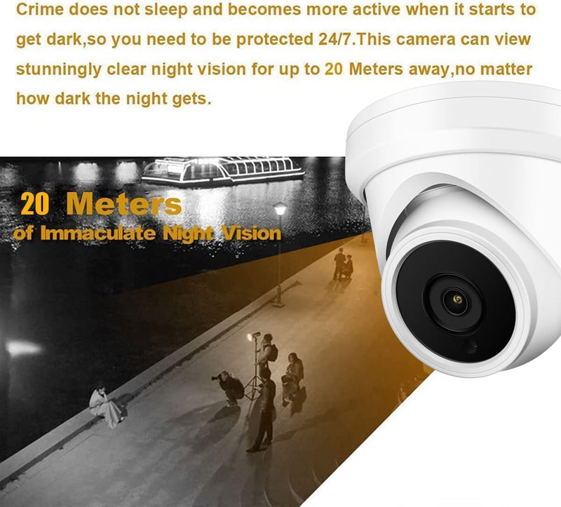4MP Analog Coax Turret Dome TVI CVI CCTV Surveillance Security Camera, 2.8mm 100° Wide Viewing Angle, 65ft IR Night Vision, Outdoor, Full Metal Housing, ONLY Compatible with 4/5MP and 8MP DVR 4MP Turret TVI Camera White