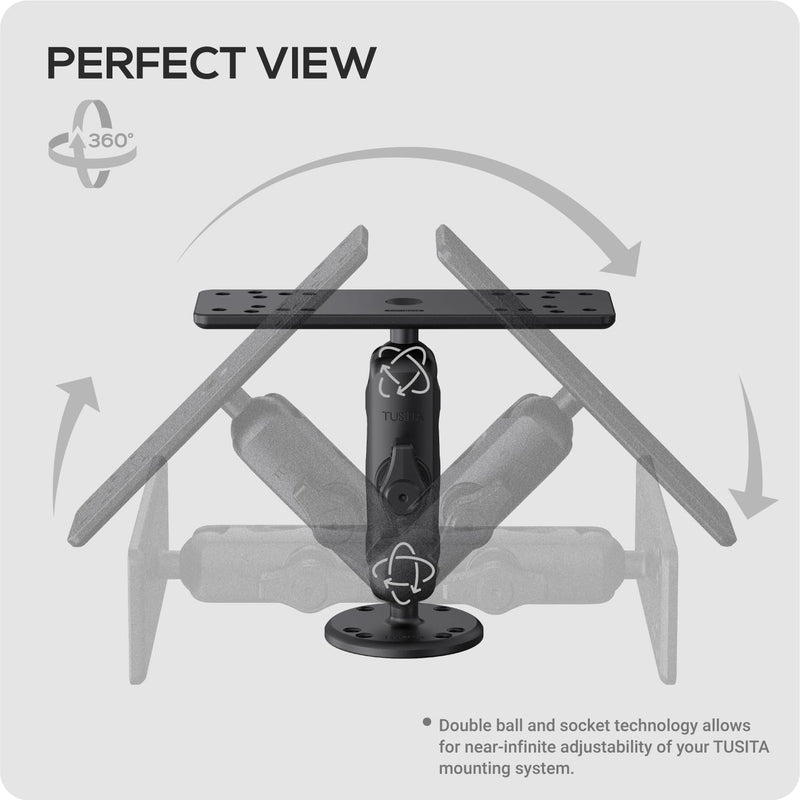 TUSITA Universal Marine Electronic Mount - B Size Medium, Aluminum Fish Finder Mount with 1" Ball for Boat, 360° Rotation, High Salt Water Resistant, Compatible with Garmin, Lowrance and More Medium Arm