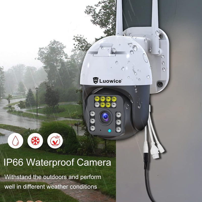 8MP PTZ Security Camera Outdoor FHD WiFi IP Camera with Humaniod Detection, Auto Tracking, Color Night Vision, Pan and Tilt, Two Way Talk, Floodlight and Siren, Waterproof 8MP