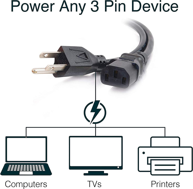 C2G 3FT Premium Replacement AC Power Cord - Durable Power Cable for TV, Computer, Monitor, Appliance & More (24240) 1 Pack 3 FT