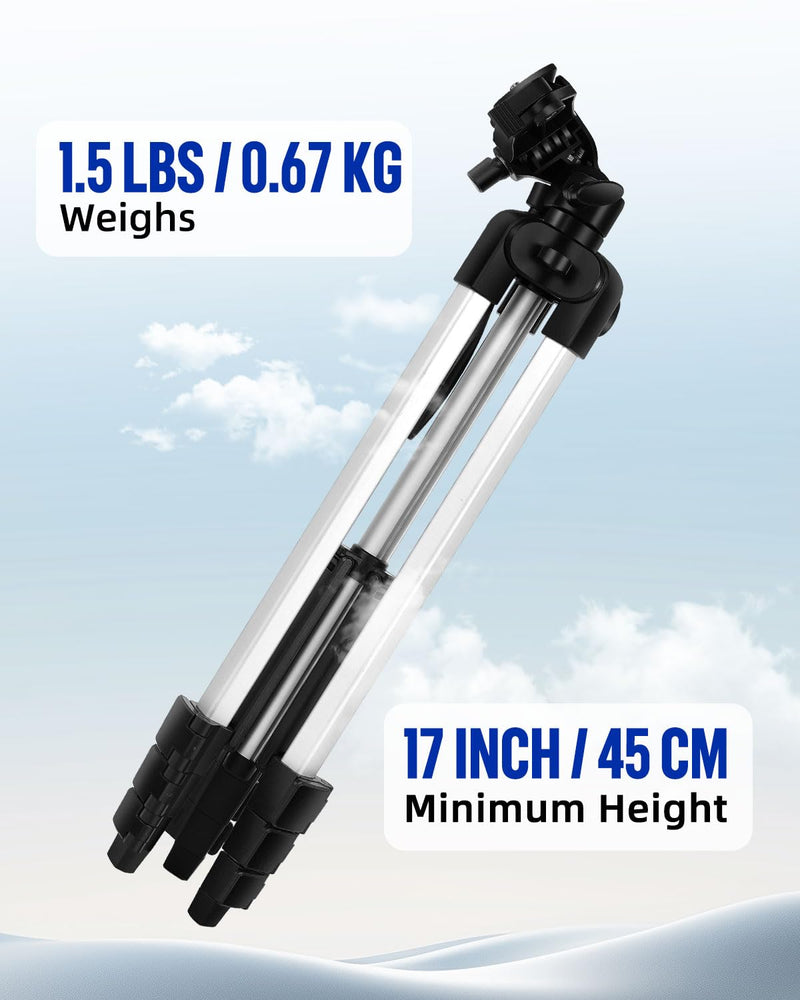 16.5"-55" Aluminum Tripod for Laser Level, 1.2lb Lightweight, 3D Pan Tilt with Bubble Level, Quick Release Plate, Silver 55 inches