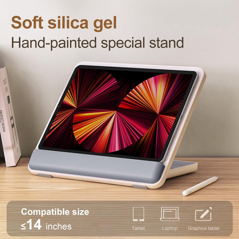 Tablet Holder Wood Stand,Wooden Laptop Tablet Multi-Function Stand - Adjustable Height Portable Computer Drawing Writing Board Holder, for iPad Pro 12.9/11,Air,Mini and More