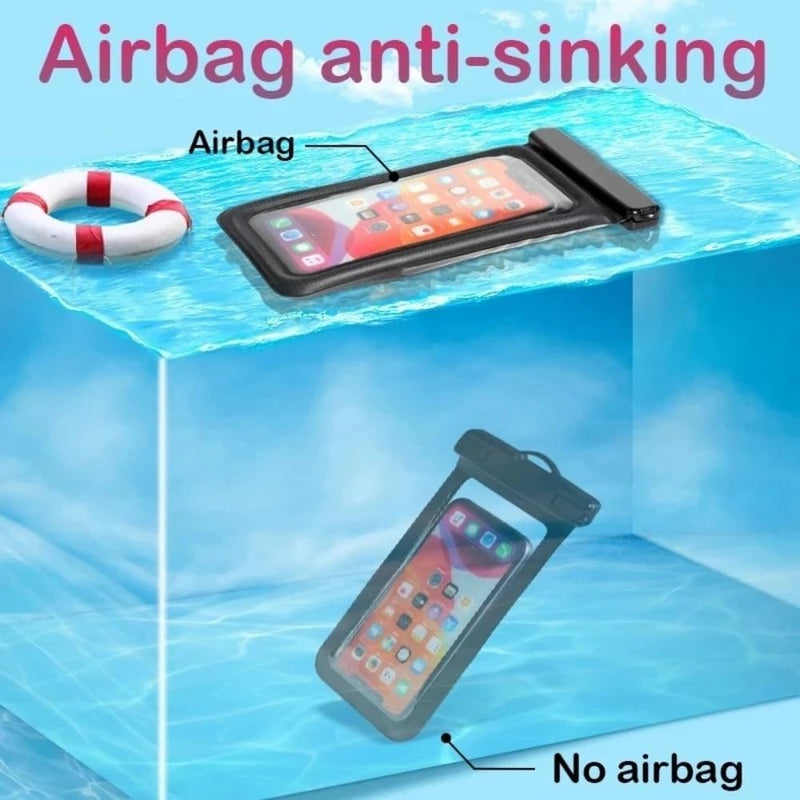 Universal Waterproof Cell Phone Dry Bags with Hanging Rope Swimming Mobile Phones Touchscreen Protector Cover,5.2-6.4 Inch (White) White