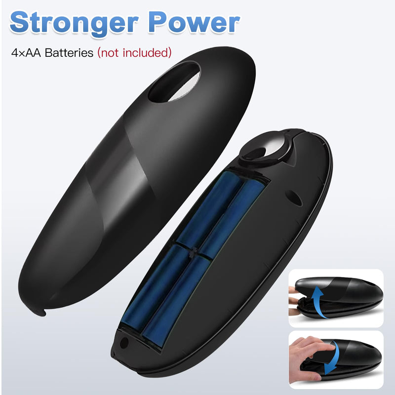 Battery Operated Electric Can Opener – Automatic, Hands-Free, Smooth Edge, One-Touch Jar Opener for All Can Shapes and Sizes, Portable and Safe Kitchen Gadget, Easy to Use for Seniors and Arthritis Black