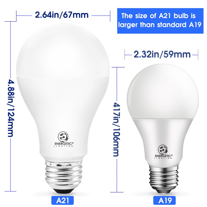 E ENERGETIC LIGHTING 150 Watt LED Light Bulb, Super Bright A21 Daylight 5000K, Non-Dimmable, 2300lm, High Lumen Light Bulbs, UL Listed, 6-Pack