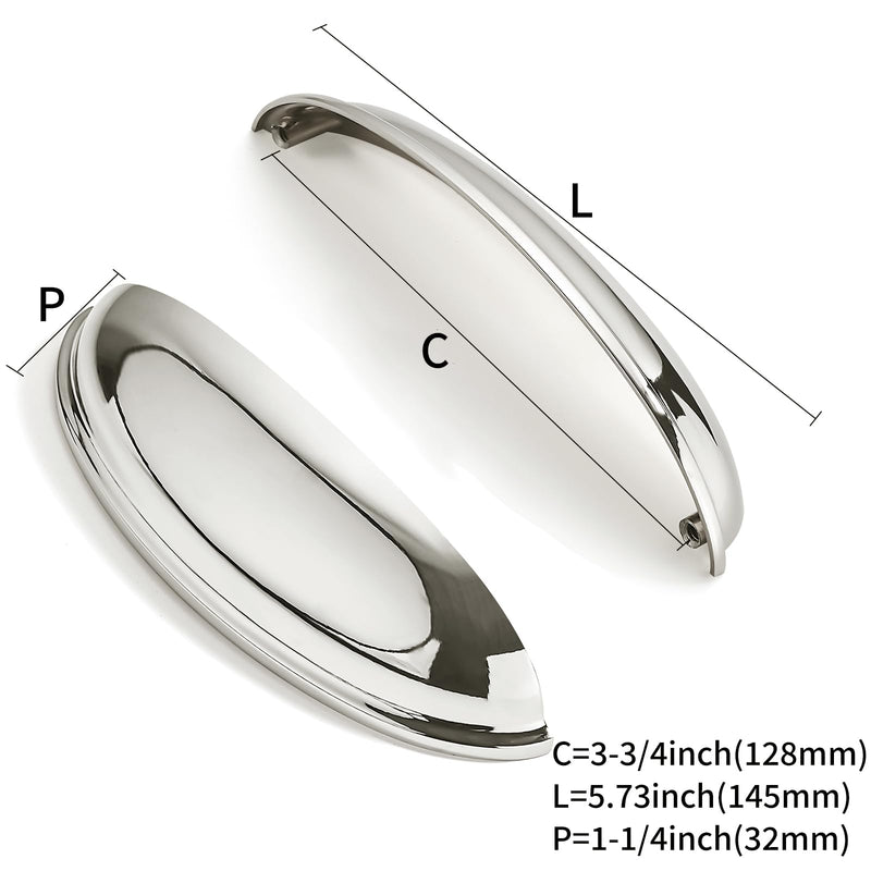 10 Pack 5" Drawer Pulls Polished Nickel Cabinet Cup Pulls Kitchen Hardware Cabinet Handles Drawer Handles Knobs 5 inch Hole Center 5"(128mm) Hole Center 10