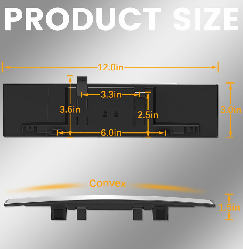 Rear View Mirror, Chrome Anti-glare Panoramic Rear Mirrors Universal 12 Inch Convex Car Interior Clip on Extra Big Wide Angle Rearview Mirror Extender to Reduce Blind Spot for Car SUV Trucks 1