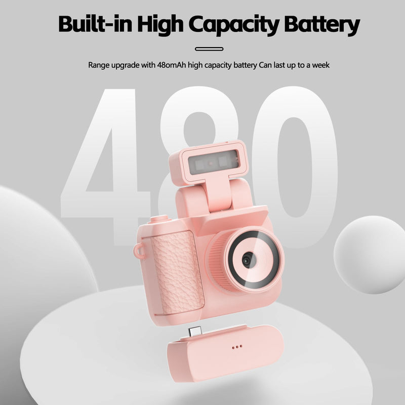 Mini Digital Camera, Keychina Camera with 1080P HD Video Recorder, 1.44" Display Screen Micro Camera with 32G Card, Flippable Flash, Muliple Filers Pink