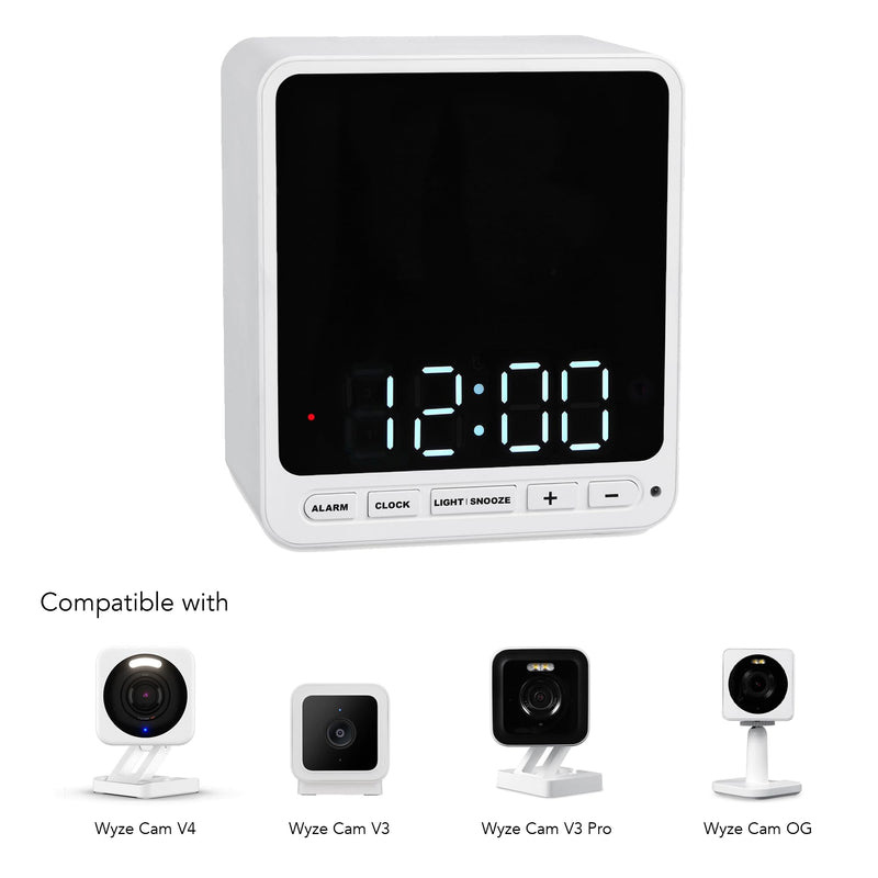Wasserstein Alarm Clock Camera Case - Compatible with Wyze Cam V4/V3/V3 Pro/OG - Cover for Low-Key Camera Placement (White) (Camera NOT Included) for Wyze Cam V3