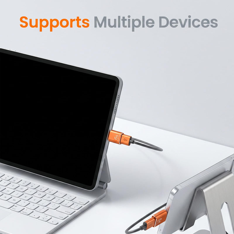10 Pcs Type C Male to USB Female Charger, USB C to USB3.1 Adapter | 10Gbps/120W USB Female to USB C Male Adapter for Smartphone PC Laptop Tablet Keyboard (Orange)