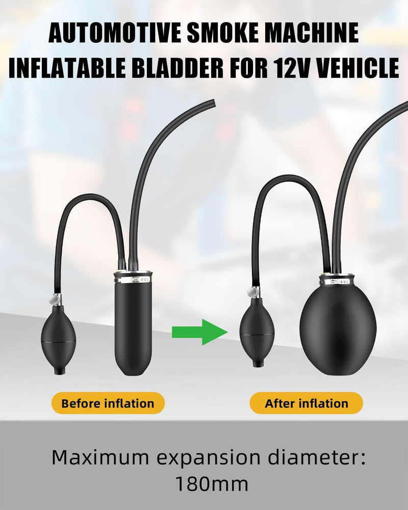 Universal Easy Intake Adapter for Smoke Machine Automotive, Inflatable Air Bladder for 12V Vehicle Pipes Fuel Leakage Detector Diagnositc Tester 2pcs bladders