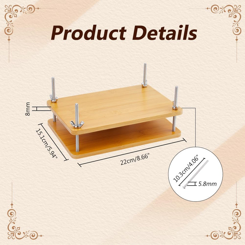 DICOSMETIC Book Press Bamboo Book Press Bookbinding Stable Book Binding Tool Manual Paper Press Handmade Book Binding 2 Floor Portable Book Binding Kit for DIY Bookbinding Easy Assemble (8.66"x5.94") 220x151x8mm
