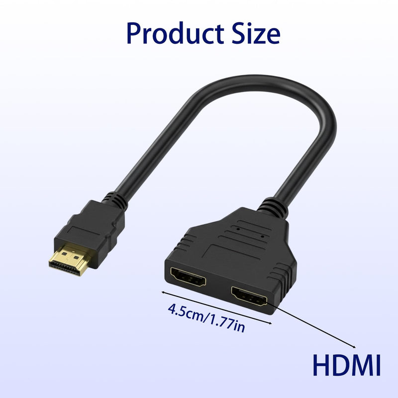 Dual HDMI Adapter for 2 Monitors, HDMI Splitters 1 in 2 Out, Male to Double Female HDMIs Adapter for TV LCD DVD HDTV Player Projector Dual Monitors, HDMI Splitters 1 in 2 Out