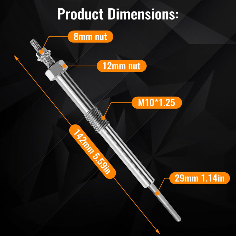 Ensun 12639701 Diesel Glow Plug (Pack of 8) - 4.85V - Dual Coils Fast Start - Compatible with - LMM LML LBZ Silverado Sierra Duramax 6.6L