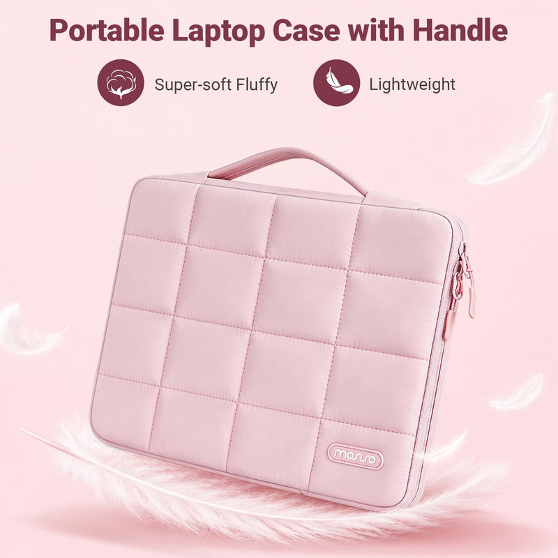 MOSISO 360 Protective Laptop Case 13 inch, Laptop Sleeve Bag | Compatible with MacBook Neo 2026/Air M5 M4 M3 M2 M1/Pro 13 M2 M1, Side Open Sixteen Grid Carrying Case with Handle, Blush