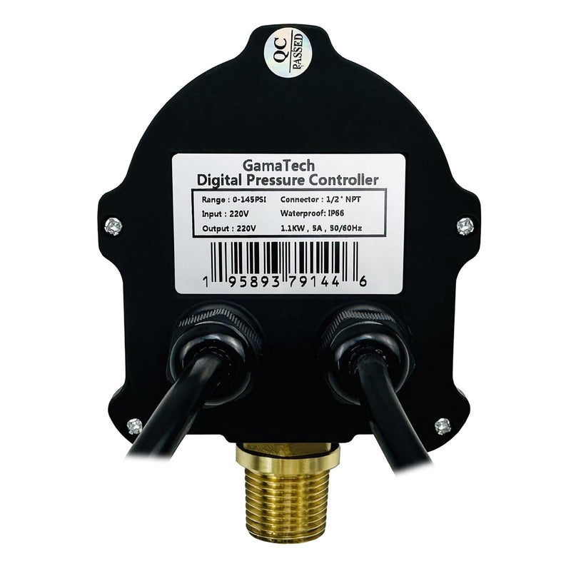 GamaTech 220V 145PSI Digital Adjustable Pressure Switch Controller for Water Pump and Air Pump, 1/2" Male NPT