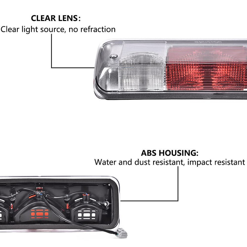 PIT66 3rd Brake Light Compatible with 2004-2008 Ford F150 High Mount Center Rear Roof Third Cargo Light Parking Light Halogen Clear/Red Lens Tercera luz de freno 04-08 F150 Clear/Red