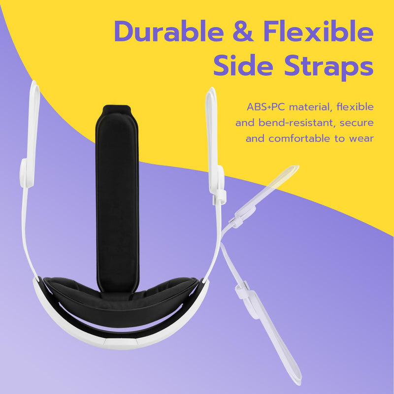 Mcbazel Elite Head Strap for Meta Quest 3S/3/2 Break-Resistant Black | Replacement Upgrade with Adjustable Dial, Memory Foam Rear Pad, ABS PC Side Arms, Q2 Adapter Brackets, Wipe-Clean PU Cushion