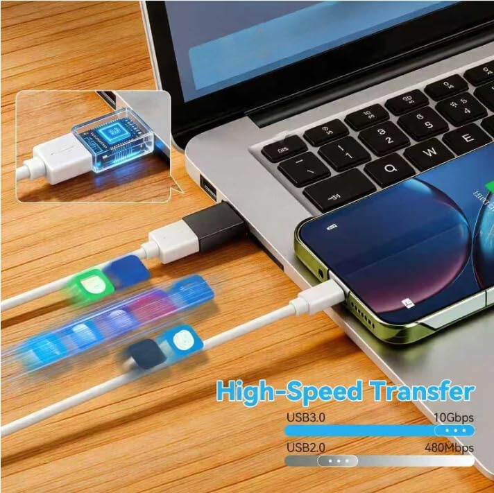 8pcs USB to USB C Adapter, Micro USB to USB C Female Male Converter Connector for Laptop Car Smartphone Headphone Mic PC