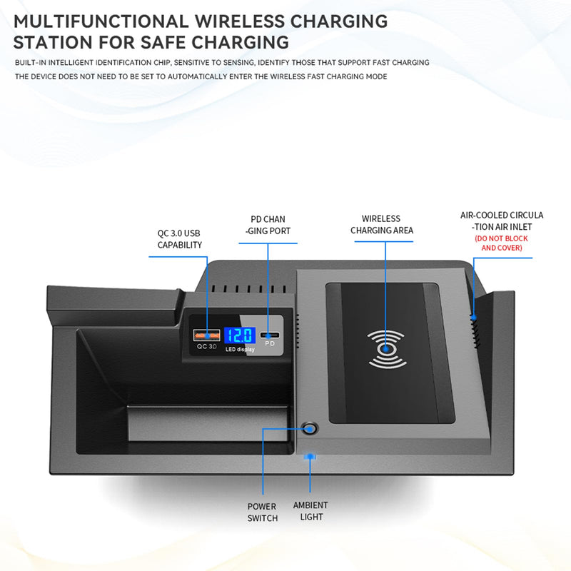Wireless Car Charger for Mazda CX-5 2017-2025, 15W Qi Fast Charging OEM-Fit Center Console Wireless Phone Charging Pad, Compatible with All Qi-Enabled Smartphones