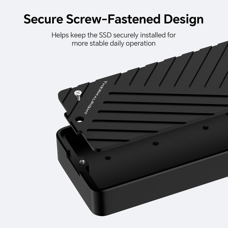 Thermalright M.2 NVMe SSD Enclosure HR-EB101 AC Black | USB3.2 Gen2 10Gbps USB-C External SSD Case, CNC Aluminum Housing, UASP/Trim/S.M.A.R.T, Thermal Pads, 2230-2280, Up to 8TB