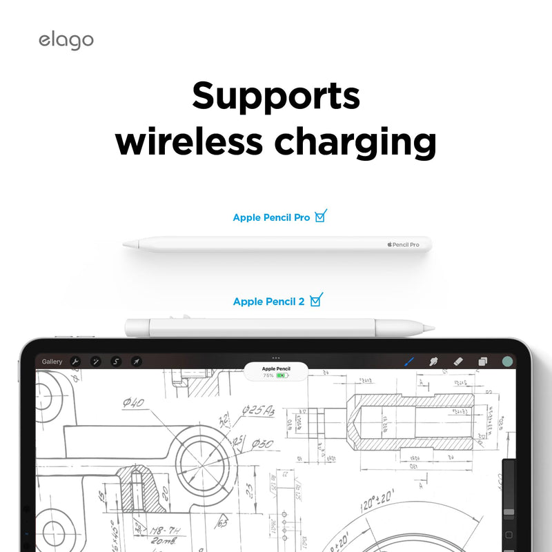 elago x MONAMI Compatible with Apple Pencil Pro Case & Apple Pencil 2nd Generation Case, Compatible with Magnetic Charging, Double Tap, Squeeze (Must Read Installation Instructions) (Pale White) Pale White