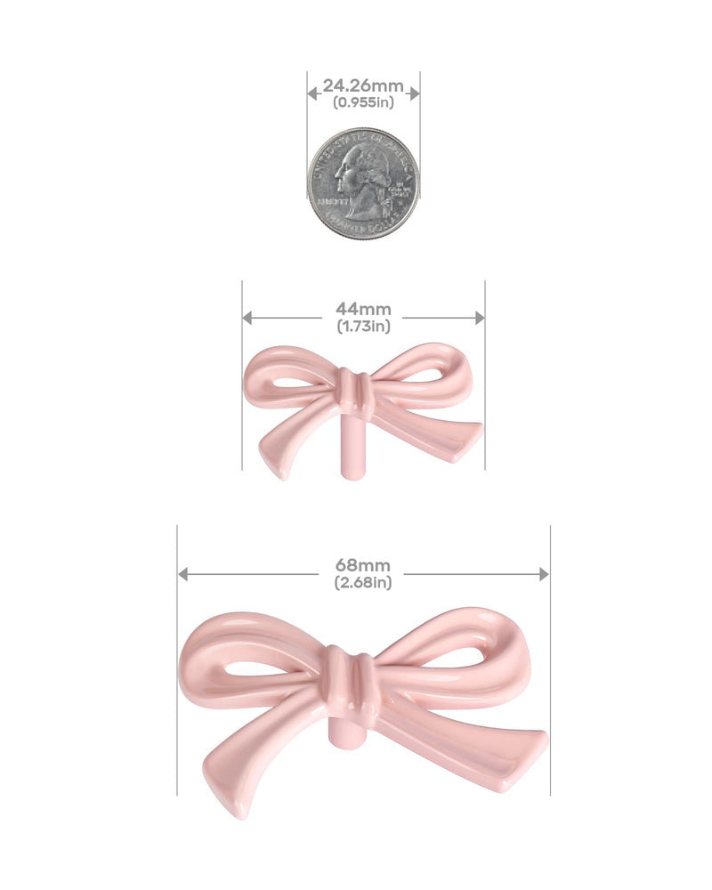 8 Pack Pink Bow Dresser Knobs, Large Decorative Cabinet Drawer Pull Handles for Girls Bedroom and Nursery Room Decor Big-8 Pack