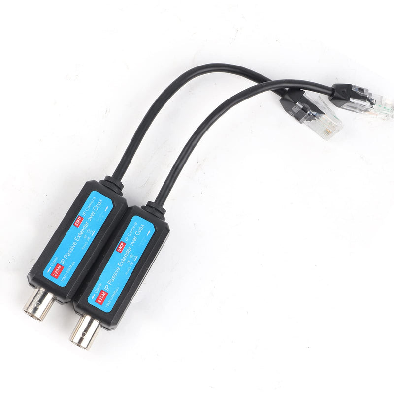  [AUSTRALIA] - Coax Cable to Ethernet Adapter,1Pair 10/100Mbps 1CH Passive IP Network Coaxial Transmitter Receiver Extender for IP NVR Camera