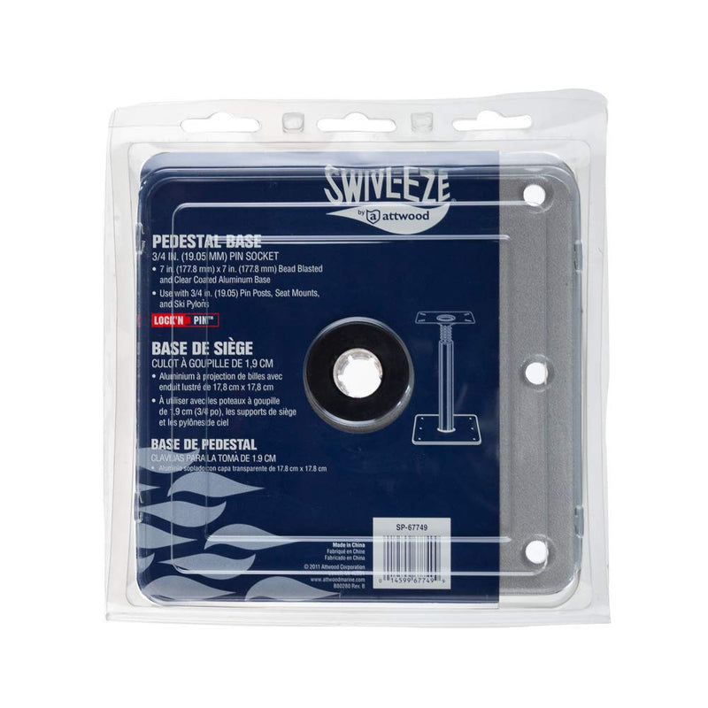 attwood SP-67749 Swivl-Eze Lock'N-Pin Aluminum 7-Inch x 7-Inch Marine Boat 3/4-Inch Pedestal Base One Size