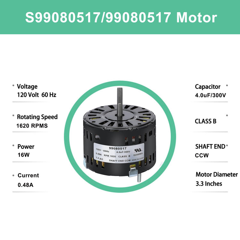 S99080517 99080517 Bathroom Fan Motor Replacement Parts - Quiet & Smooth Operation - Fits Models 696, 695, 674, 676, 678, 680, 680FL, 685, 710, 712, 714, 720, 721, 722, 750, 751, 676-D/2676F-A, 676F