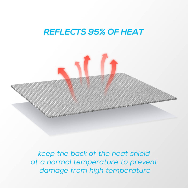 FLASLD Aluminized Heat Shield Mat Thermal Barrier Adhesive Backed Heat Blanket 12'' X 24'', Fiberglass Insulation Reflective Material High Temp Protection 12 x 24 Inch