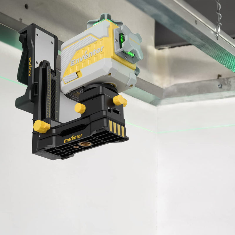 ENVENTOR Fine-tuning Bracket Laser Level Adapter, 1/4"-20 Male Threaded L-Shape Magnetic Pivoting Base with Adjustable Clip for Wall & Ceiling Mounted, 360° Adjustable Support, Height Adjustment Black