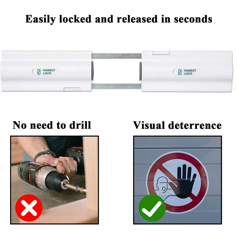 French Patio Door Security Lock for Straight Double Hinged Swing Door Levers, Only Works with 2 Horizontal Handles, No Key Required