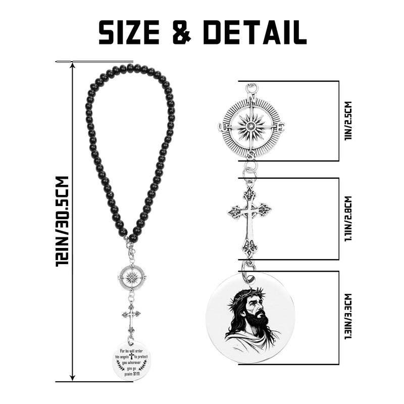 Religious Gifts for Women Men - Cross for Rear View Mirror Psalm 91:11 Bible Verse Christian Car Accessories Car Charm Gifts for Birthday Driver