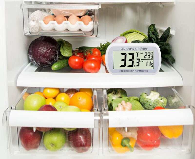 Waterproof Refrigerator Fridge Thermometer, Digital Freezer Room Thermometer, Max/Min Record Function Large LCD Screen and Magnetic Back for Kitchen, Home, Restaurants (4 Pack) 4