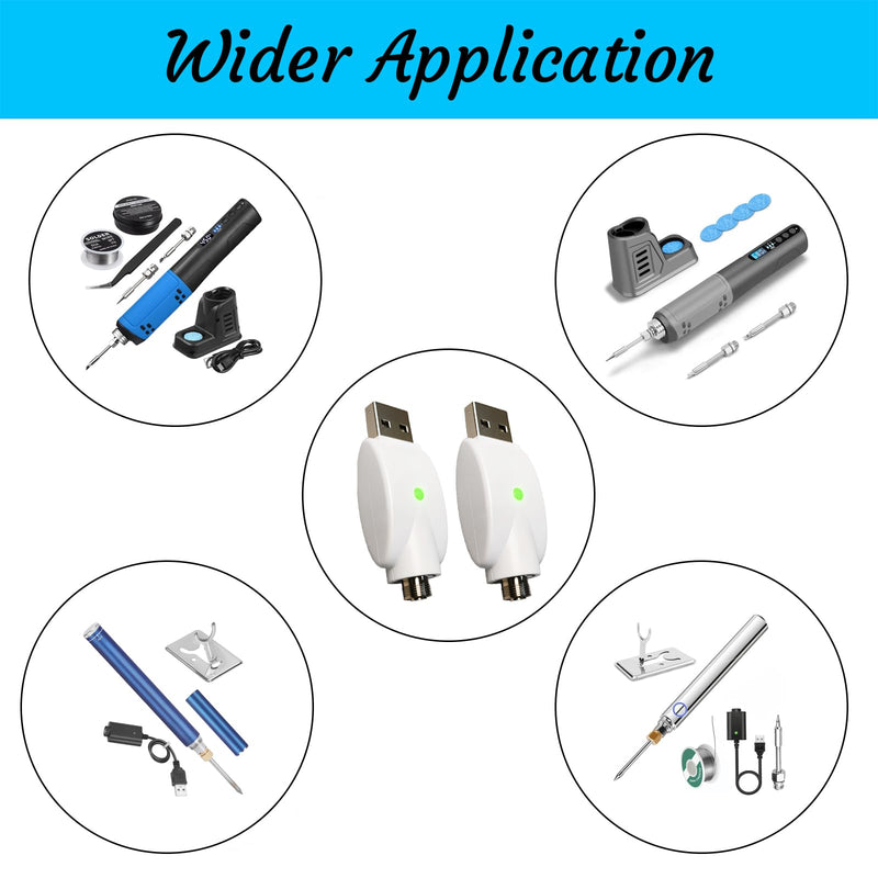 2 Pcs Replacement Tip Chargers for Wireless Soldering Iron - Charger with LED Indicator - Usable for ELMCONFIG, for JYJZPB, for Aigogo & More Soldering Iron Devices with Thread Tips