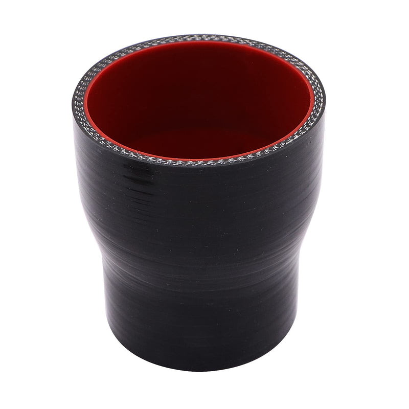 ID 2 to 2-1/2 inches Black Silicone Reducer Coupler with 2 T-Bolt Clamps 4 Layers of Polyester Reinforcement Suitable High Level Turbo Pipe ID2"-2.5"