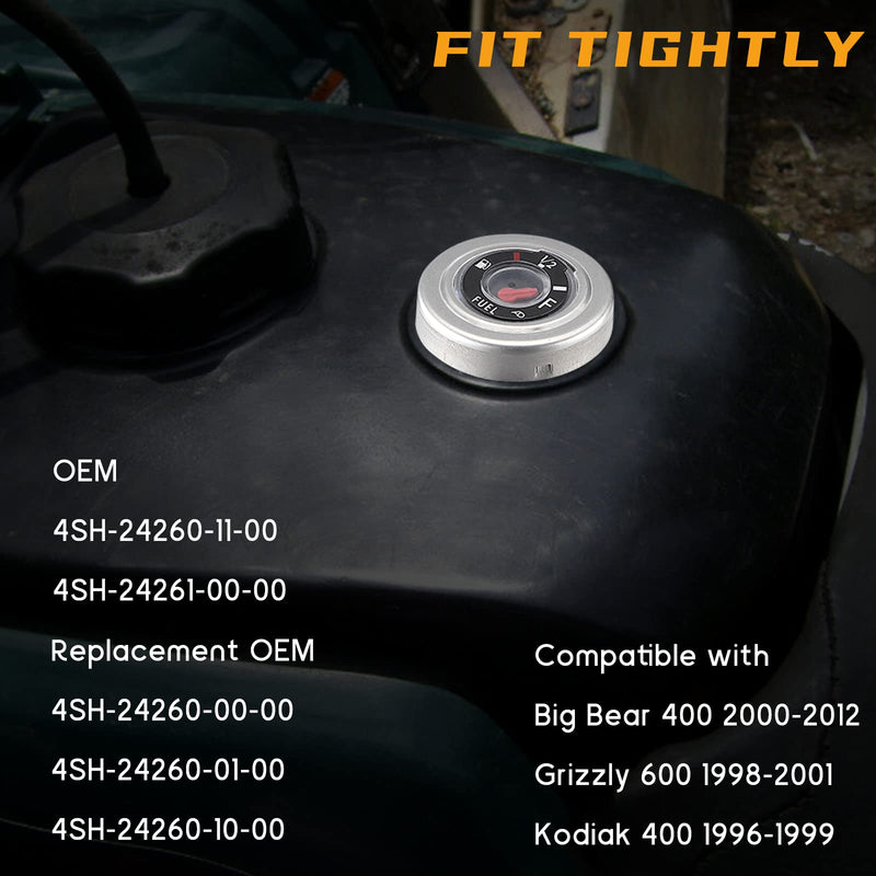 QUICKWOLF ATV Fuel Gauge, Big Bear 400 Fuel Gauge Compatible for Yamaha Big Bear 400(2000-2012) Grizzly 600(1998-2001) Kodiak 400 (1996-1999) Fuel Cap OEM SH-24260-11 4SH-24261-00