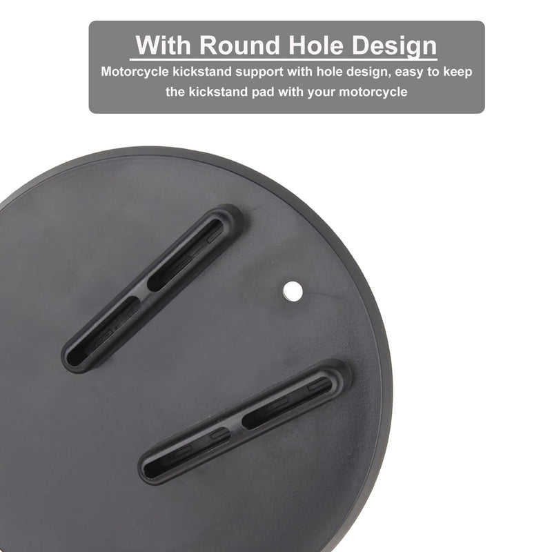 SUNPIE Motorcycle Kickstand Pad - Universal Motor Bike Kickstand Plate for Harley All Motorcycles - Rugged Kick Stand Plates Floor Protector Prevents Sinking on Grass, Dirt & Hot Pavement, Black