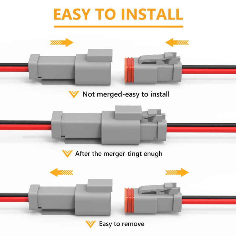Newdeli Deutsch 2 Pin Connector Kit Waterproof Electrical Connector 16 AWG Male and Female Automotive Wire Connectors for Car Truck Boat, Dt Connector 6 Sets DT Connector 6 Sets 2 Pin