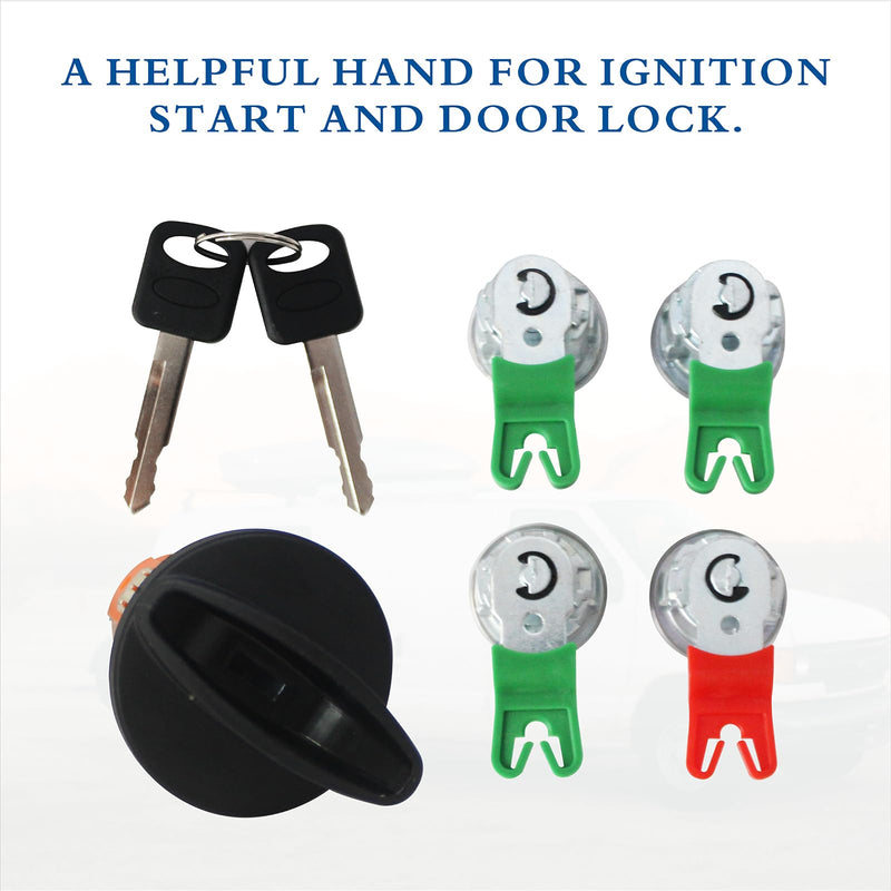 Ignition Switch Lock Cylinder&Keys W/ 4 Door Lock Cylinder, Compatible with Ford Econoline/E150/E250/E350 Van 1997-2020, Replace# LC6177, 703369, 597638
