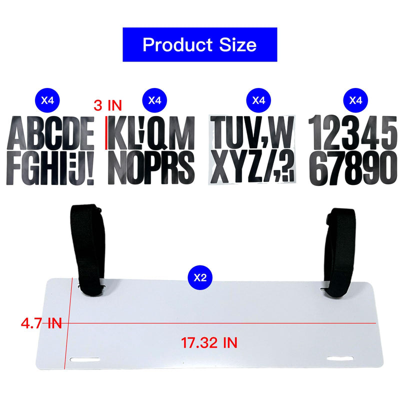 2 Pack Boat Registration Number Plate, Registration Sticker Plate with 16 Sheets Black Numbers and Letters Stickers, White Plastic Blank Number Plate for Inflatable Dinghy, Boat or Tender