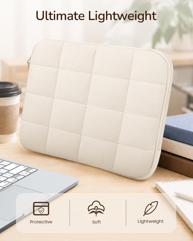 Fintie Sleeve for MacBook Neo 13 inch (2026 A3404) with A18 Pro Chip | Puffy Quilted Puffer Carrying Case Bag (Beige) Beige