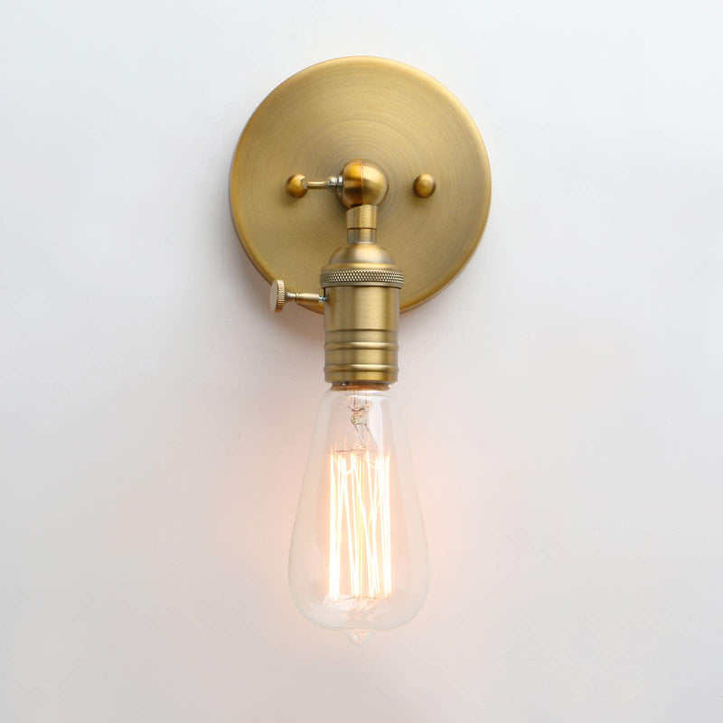 PERMO Minimalist Single Socket 1- Light Wall Sconce Lighting with On/Off Switch (Anqitue) Antique