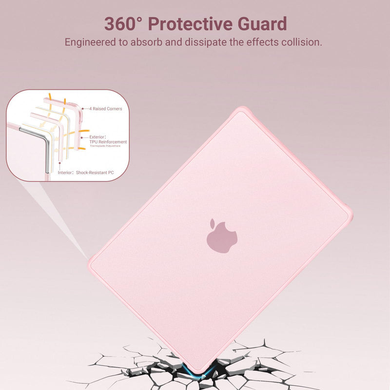 MOSISO Compatible with MacBook Air 13 inch Case M5 2026 M4 M3 M2 2025-2022 | TPU Bumper Hard Shell&Puffy Sleeve Bag&Keyboard Skin&Webcam Cover&Screen Film for MacBook Air 13.6 inch Case, Pink