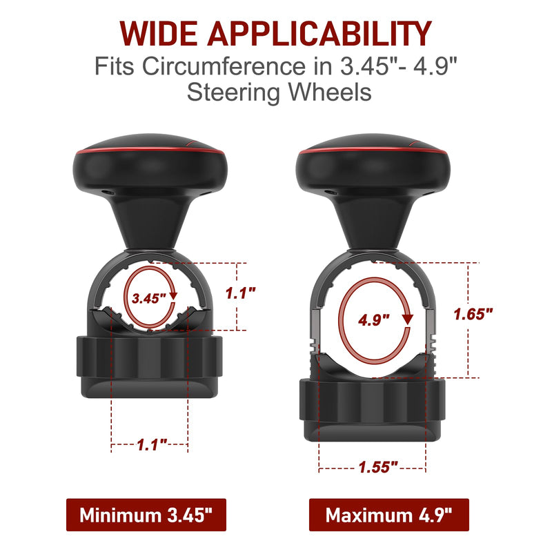 Tool Free Steering Wheel Knob Spinner with Metal Ball Bearing, Quick Install Suicide Knob for Steering Wheel, Steering Wheel Spinner Fits 3.45–4.9" Car, SUV, Semi Truck, Tractor, Boat (Red, 1 Pack) Red