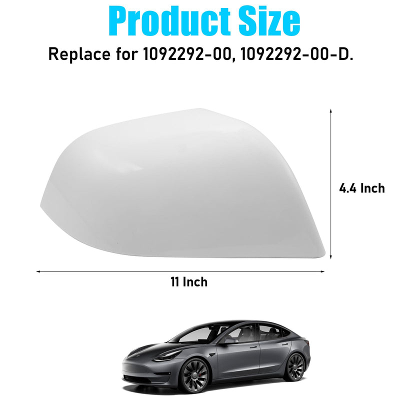 Jaronx Compatible with Tesla Model 3 Side Mirror Cover Replacement 2017 2018 2019 2020 2021 2022 2023 2024 2025, Passenger Side Rear View Door Mirror CoverCaps for Model 3 Accessories(Pearl White) Right